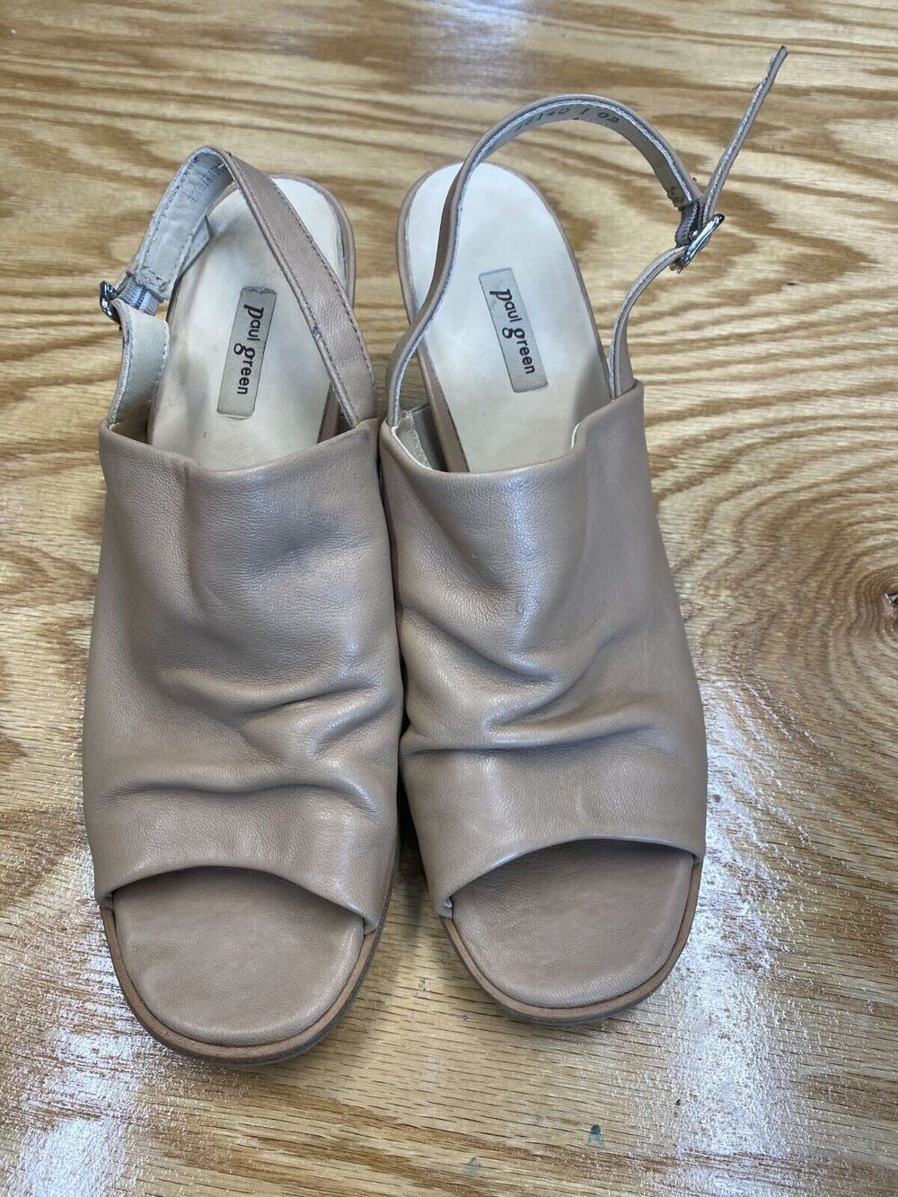 Paul Green Raquel Sandals Womens 9.5US Beige Leather Stylish Slingback B36